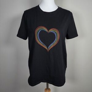 French Connectin Rainbow Heart Shirt Womens Large Gay Pride Retro Love Minimal